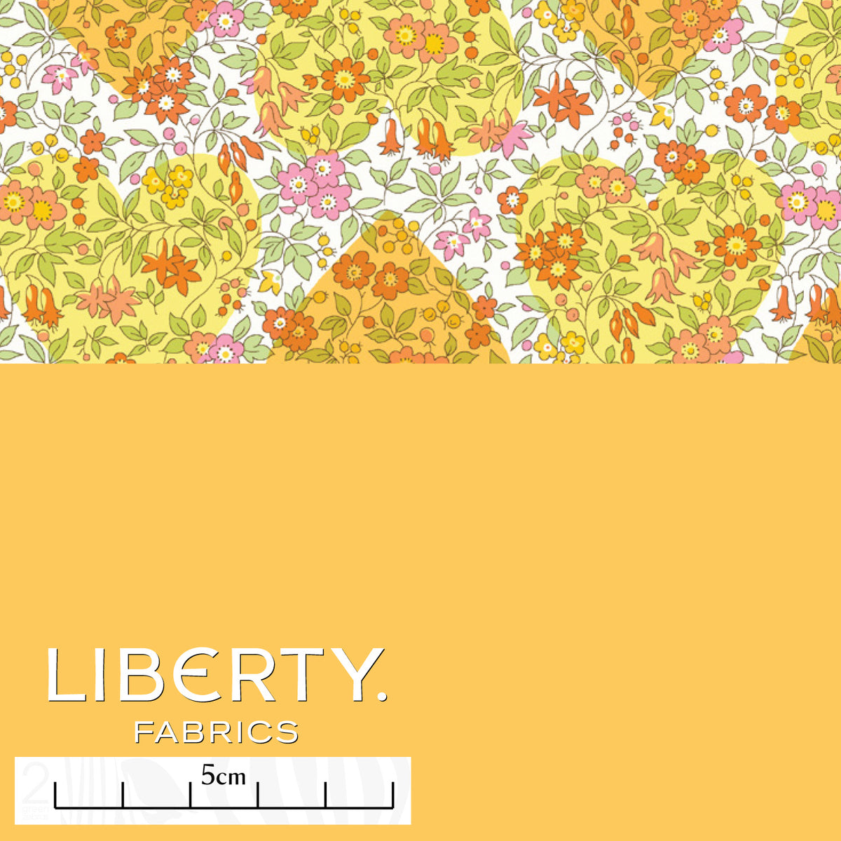 Liberty In Love Tana Lawn™ cotton fabric with pastel hearts and delicate floral motifs in yellow.