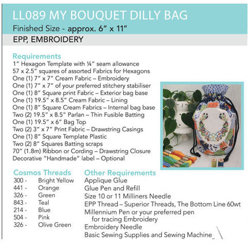 My Bouquet Dilly Bag | EPP Pattern with Papers & Linen