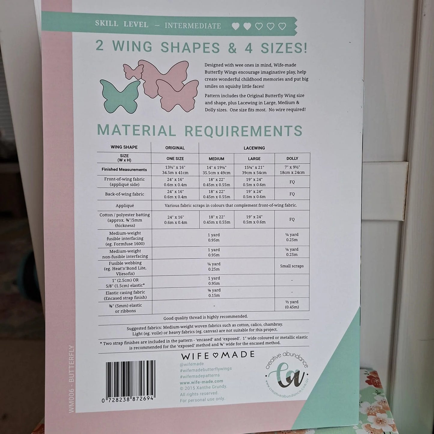 Children's Dress-Up Butterfly Wings Sewing Pattern