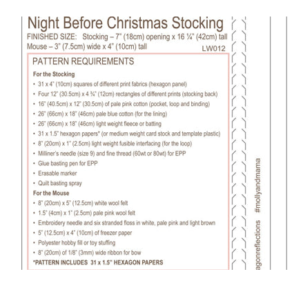 Night Before Christmas Quilted Stocking | Sewing Pattern & EPP Papers