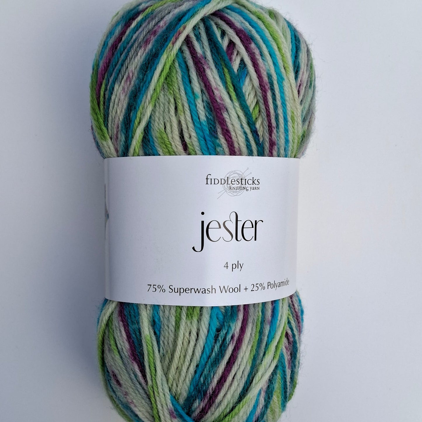 Fiddlesticks Jester 4 Ply Sock Yarn - Green Aqua Self Striping
