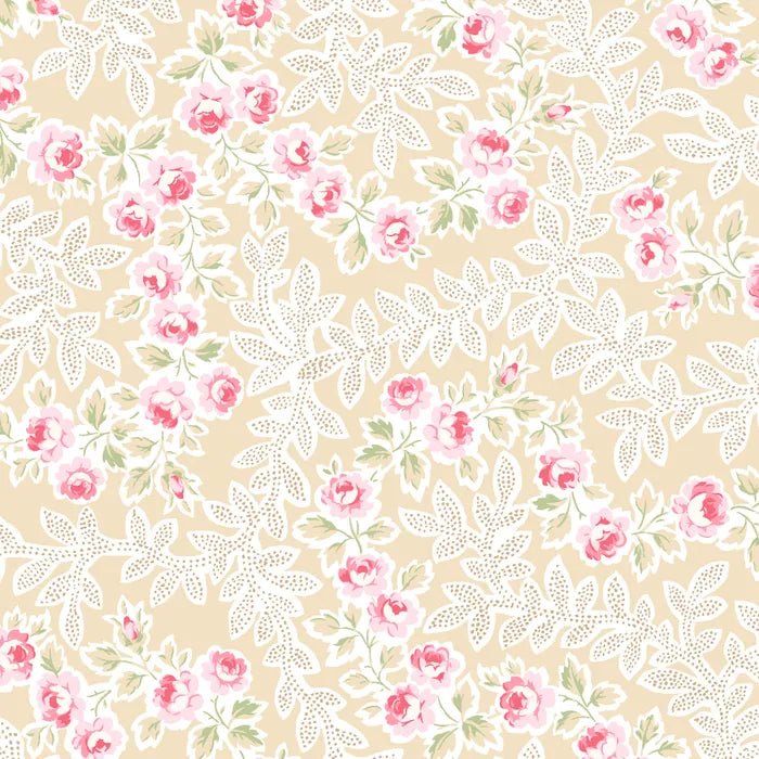 Yours Truly | Floral Vine Allover - Champagne | Cotton | 25cm