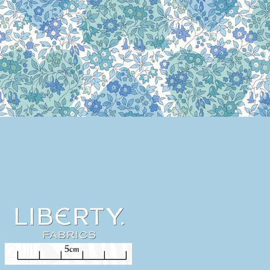 Liberty In Love Tana Lawn™ cotton fabric with pastel hearts and delicate floral motifs in blue