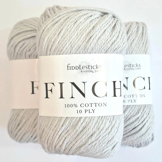 Fiddlesticks Finch | 10 Ply Aran Combed Cotton Yarn | Pale Grey
