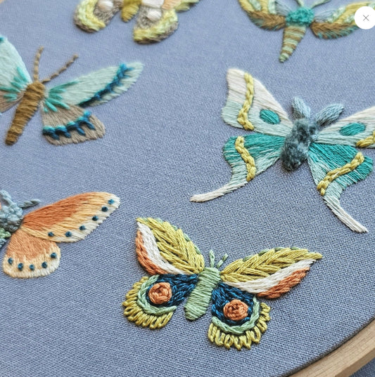 Jessica Long Embroidery Kit - Moth Sampler