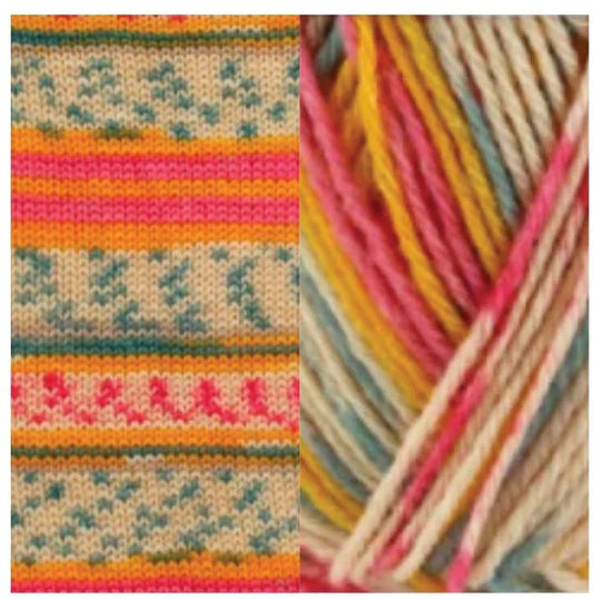 Fiddlesticks Harlequin 4 Ply Sock Yarn - Orange Self Striping