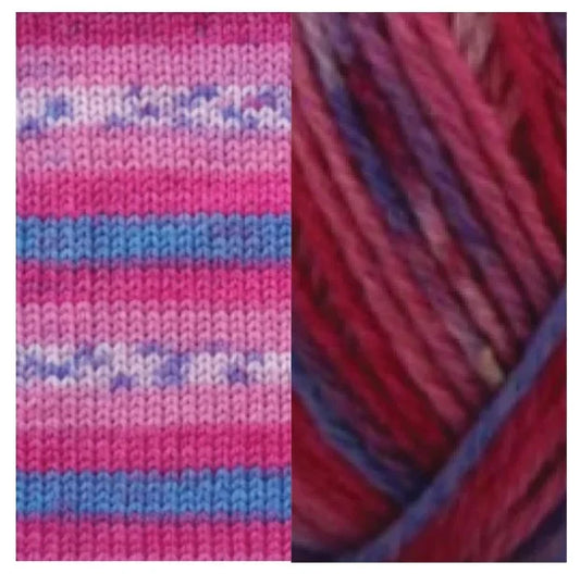 Fiddlesticks Harlequin 4 Ply Sock Yarn - Claret Self Striping