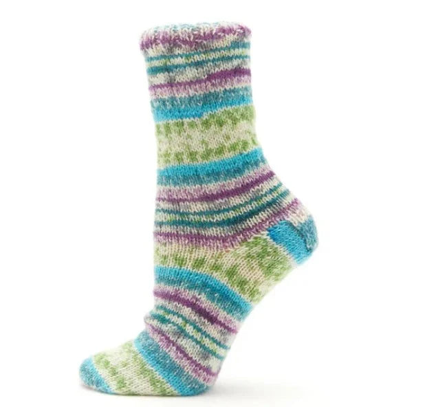 Fiddlesticks Jester 4 Ply Sock Yarn - Green Aqua Self Striping