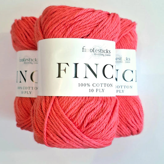 Fiddlesticks Finch | 10 Ply Aran Combed Cotton Yarn | Watermelon