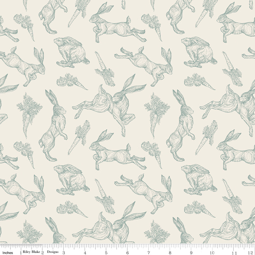 Sweet Spring Easter Fabric | Hopping Bunnies | Cotton | 25cm