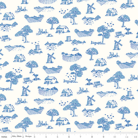 Virginia Rose | Riley Blake Designs | Toile Blue | Cotton | 25cm