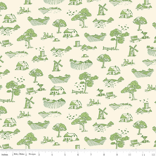 Virginia Rose | Riley Blake Designs | Toile Green | Cotton | 25cm