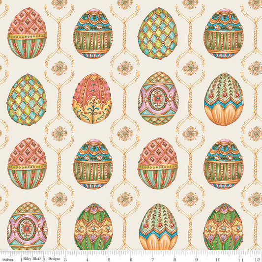Sweet Spring Easter Fabric | Bejeweled Easter Eggs | Cotton | 25cm