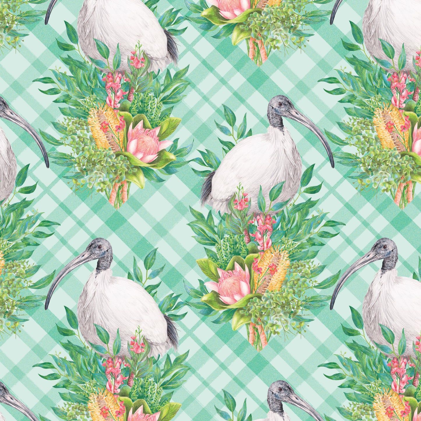 Bird Bouquets | Ibis Bin Chicken Gingham | Cotton | 25cm