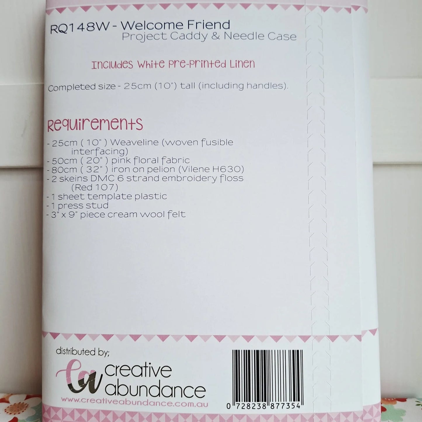 Welcome Friend Sewing Caddy | Sewing Pattern with Linen Stitchery