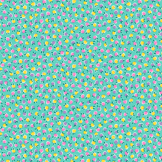 spring buds in summer tones on teal background
