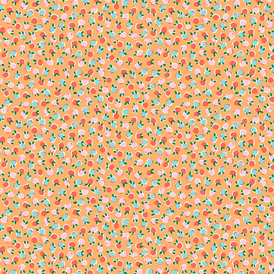 spring buds in summer tones on light orange background