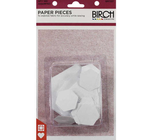 Birch Hexagon Paper Pieces (Assorted Sizes)