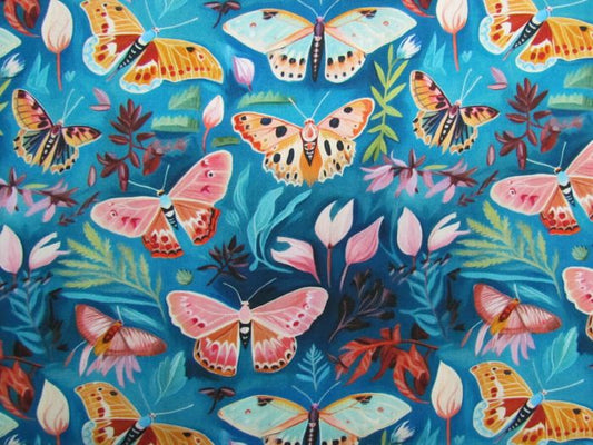 Moths on Blue | Cotton | 25cm