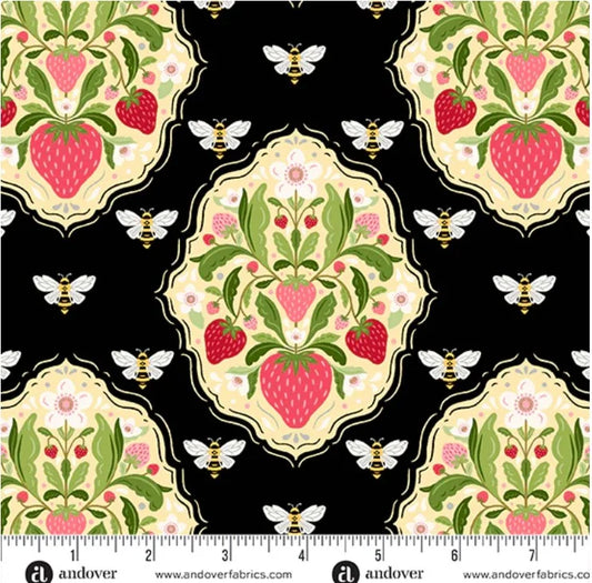 Strawberry Honey | Black Medallion | Cotton | 25cm