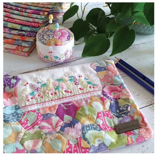 Sophie's Garden Pouch & Pincushion | EPP Pattern with Template Sheets & Linen