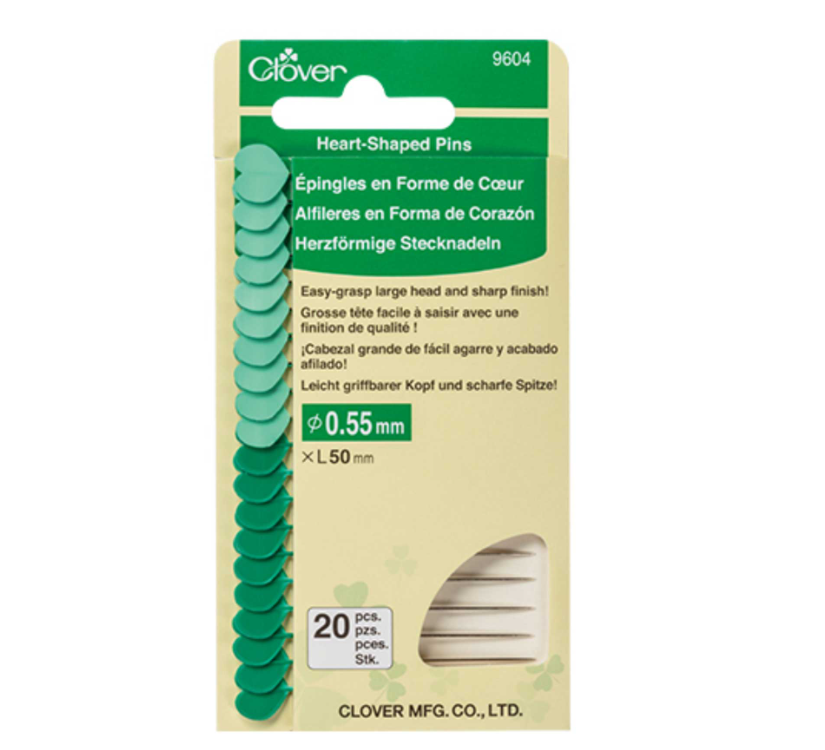 Clover Heart Shaped Pins - Pack of 20