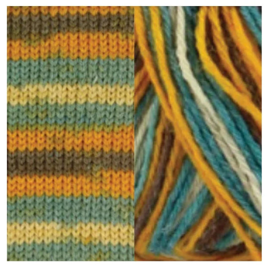 Fiddlesticks Harlequin 4 Ply Sock Yarn - Turquoise Self Striping
