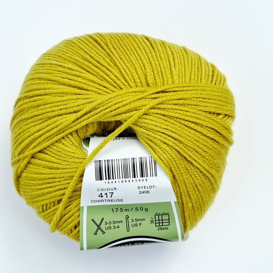 Morris & Sons Empire Wool 4 Ply - Chartruese | Superfine Merino