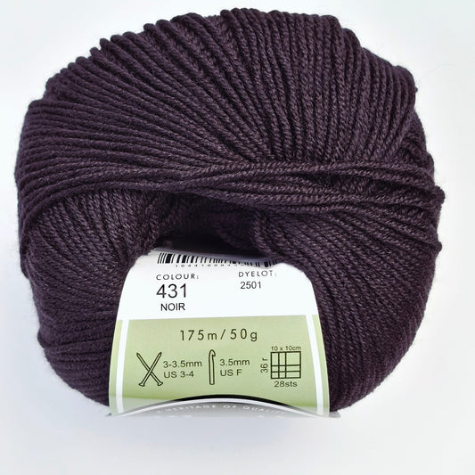 Morris & Sons Empire Wool 4 Ply - Noir | Superfine Merino