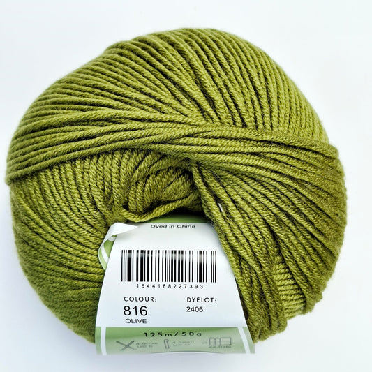 Morris & Sons Empire Wool 8 Ply - Olive | Superfine Merino