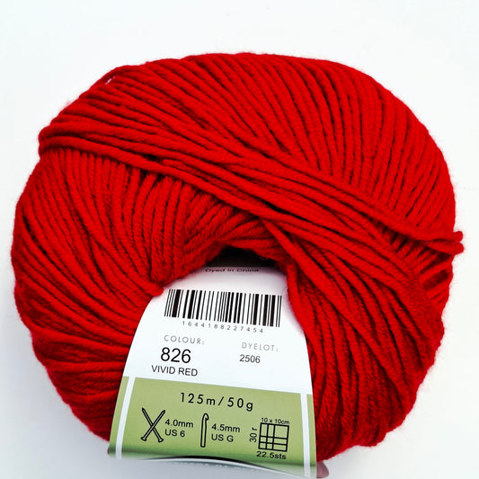Morris & Sons Empire Wool 8 Ply - Vivid Red | Superfine Merino