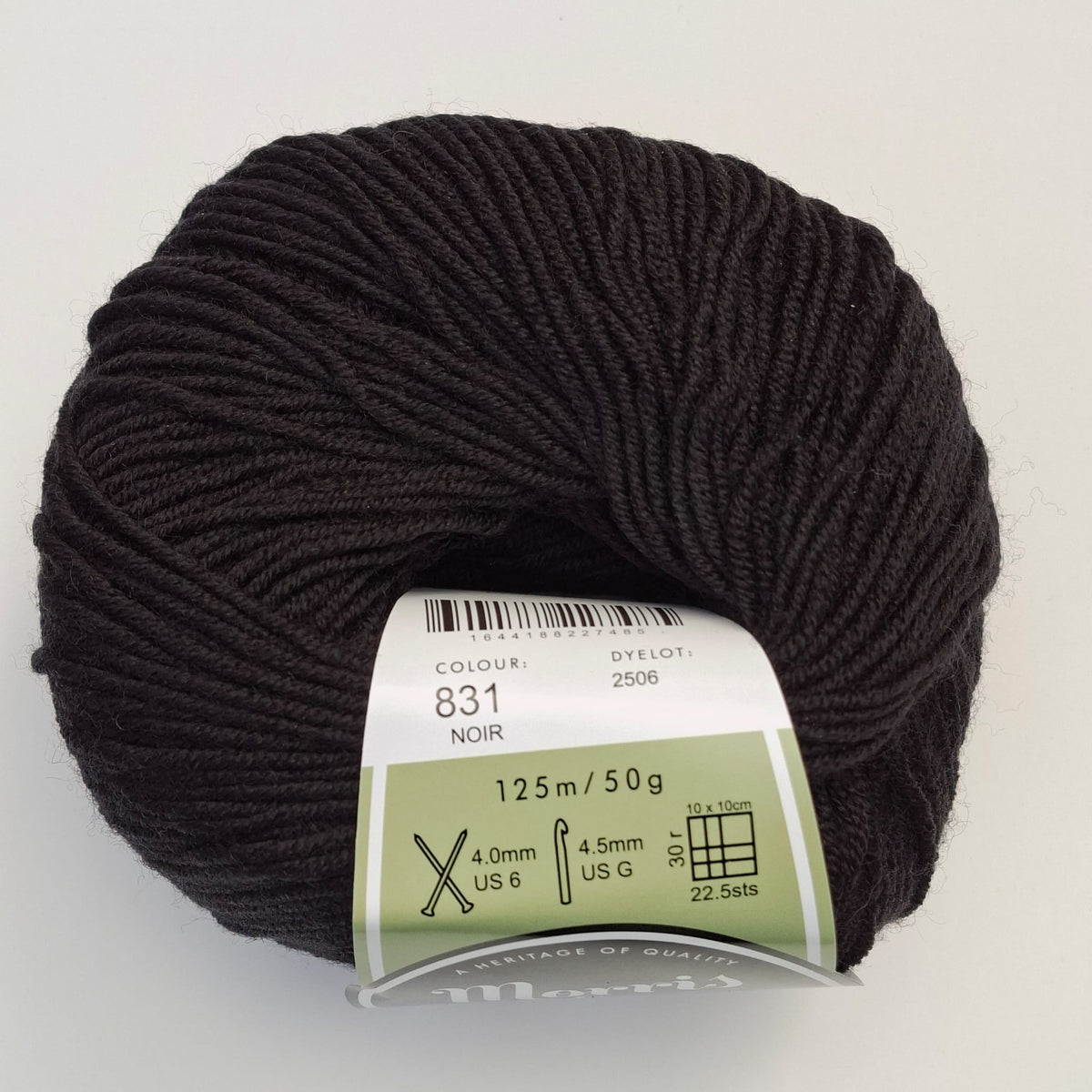 Morris & Sons Empire Wool 8 Ply - Noir | Superfine Merino