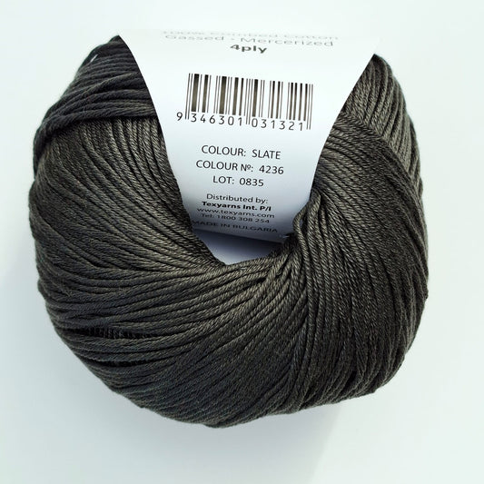 Bellissimo Airlie | 4 Ply Cotton Yarn 50g | Slate Grey