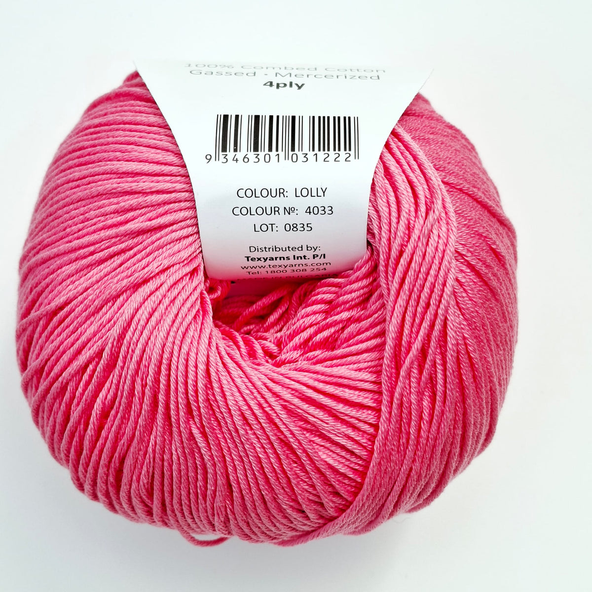 Bellissimo Airlie | 4 Ply Cotton Yarn 50g | Lolly Pink