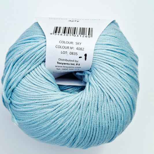 Bellissimo Airlie | 4 Ply Cotton Yarn 50g | Sky Blue