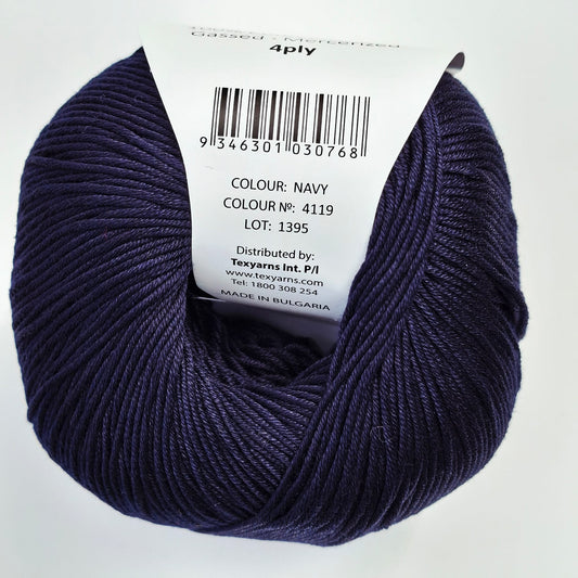 Bellissimo Airlie | 4 Ply Cotton Yarn 50g | Navy Blue