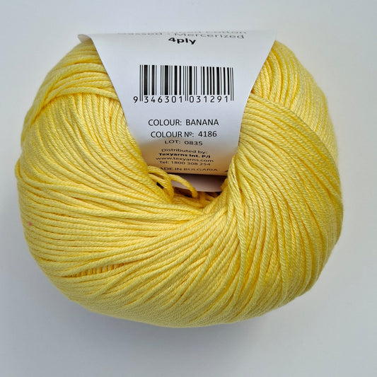 Bellissimo Airlie | 4 Ply Cotton Yarn 50g | Banana