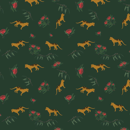 Thylacine (Tasmanian Tiger), Waratah & Native Olive | Red Parka | Cotton | 25cm